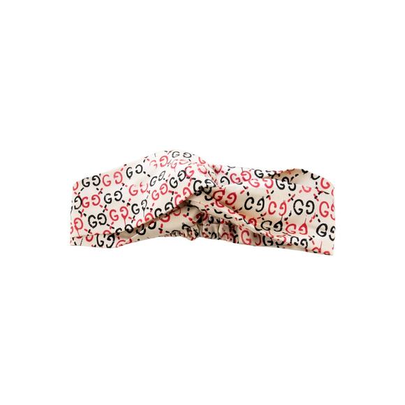 Gucci White Red Black Double GG Monogram Headband main image 5